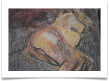 Large Sepia Woman :: Chalk Pastel (Mounted) :: 30"x26" :: £ 395