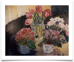 Plants & Tulips :: Oil on Canvas (Framed) :: 28" x 24" :: £ 490