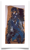 Woman in Blue on Brown Paper :: Watercolour (Framed) :: 38" x 28" ::  515